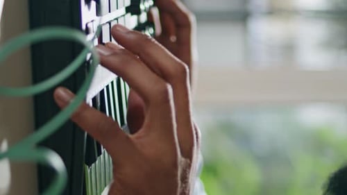 Hands Playing Electronic Synth Keyboard Instrument