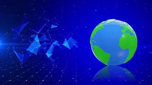 Blue Digital Futuristic Earth Globe Background Loop V2