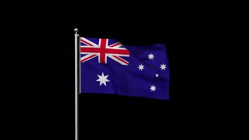 Realistic Waving Australian Flag with Alpha Channel