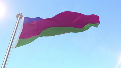 Three-Color Flag Waving Animation on Clear Blue Sky