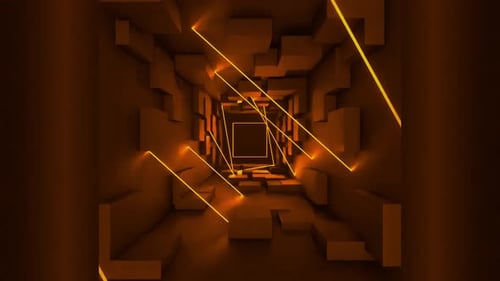 Futuristic 3D Geometric Tunnel Background Animation