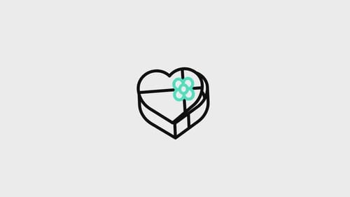 Animated Minimalist Heart Gift Box Icon with Sparkles