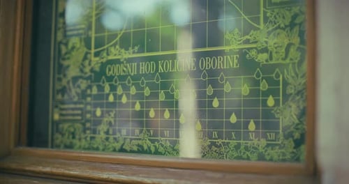 Close-up of a rainfall measurement chart at a Zagreb meteorological post