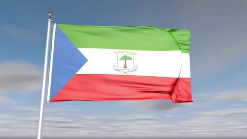 Equatorial Guinea Flag Waving in Realistic 3D Animation
