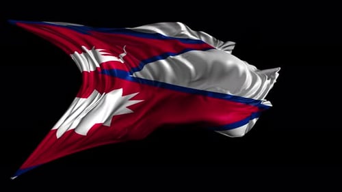 Realistic Waving Nepal Flag Animation with Alpha