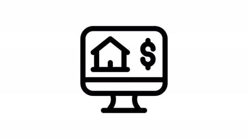 Animated Computer Monitor Icon for Online Real Estate and Financial Services