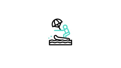 Animated Minimalist Kitesurfer Line Art Icon