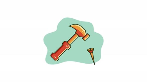 Animated Hammer Driving Nail Construction Icon