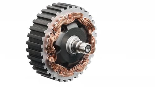 Rotor and Stator Isolated on White Parts of Electric Motor Generator and Alternator Structure