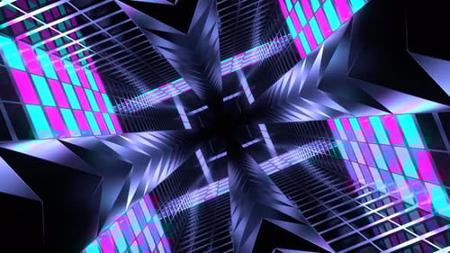 Cyan And Pink Neon Spike Tunnel Background Vj Loop In 4K