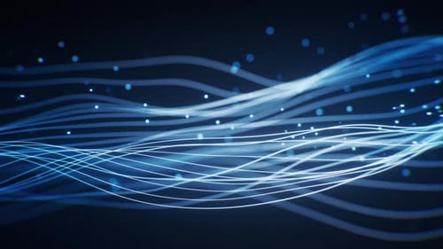 Hintergrund mit leuchtenden blauen Neonkurvenlinien