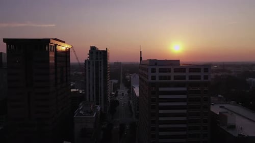 Hazy sunset over midtown Atlanta Georgia
