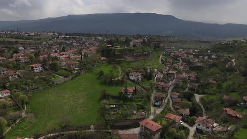 View from above of the town with historical Safranbolu houses, islamic city, Türkiye