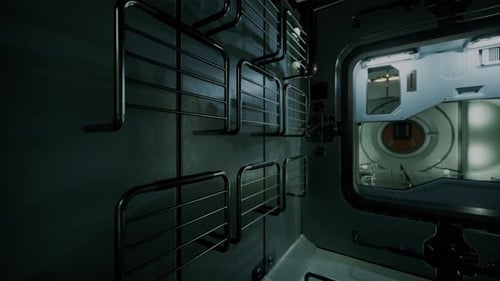 Im leeren Innenraum der Raumstation