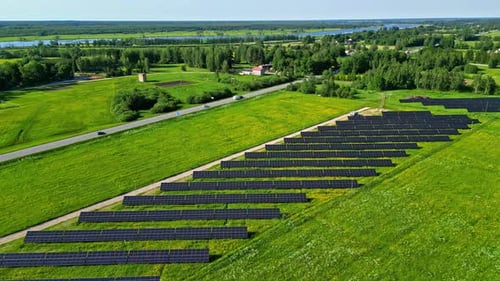 Solar panel field green energy production from the sun array module