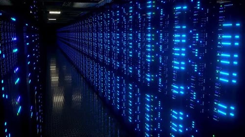 Futuristic Server Room Data Flow Animation