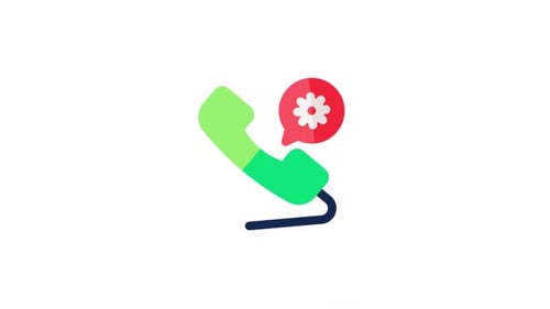 Animated Flat Design Phone Icon with Settings Gear