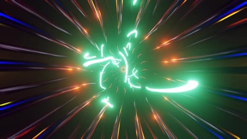 Pulsating Abstract Neon Light VJ Loop With Rotating Trails