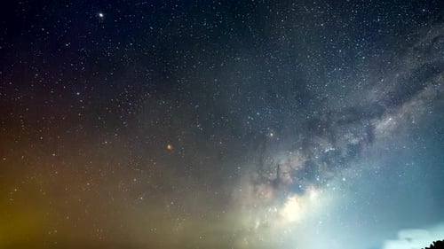Incredible night sky night lapse of colorful milky way and solar space activity