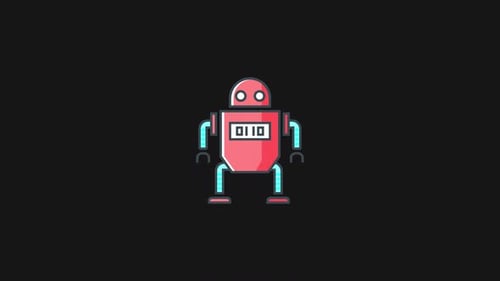 Bouncing Flat Design Robot Technology Icon Animation
