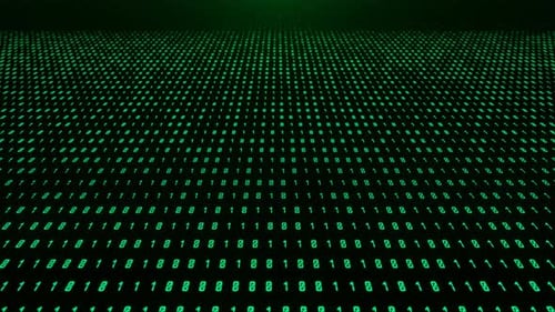 Code binaire. Des zéros et des uns à l'écran.