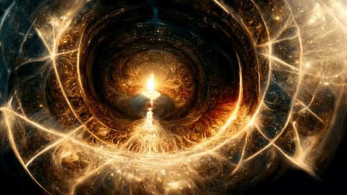 Abstract Golden Light Energy Tunnel Background