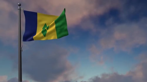 Realistic Saint Vincent and the Grenadines Flag Waving in Wind
