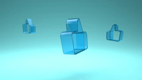 3D Transparent Thumbs Up Like Icon Rotating Loop Animation