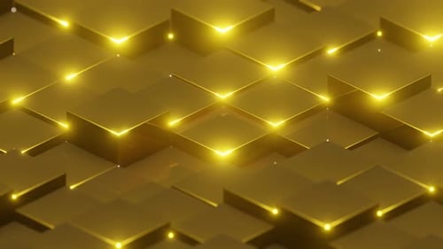 Gold Abstract Glossed Cubes Background VJ Loop in HD