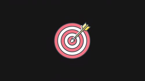 Animated Arrow Hitting Target Bullseye Flat Design