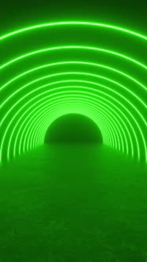 Futuristic Green Neon Tunnel Loop Background