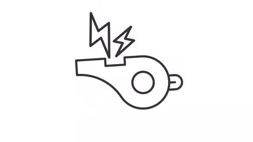 Animated Whistle Line Icon with Sound Wave Bursts