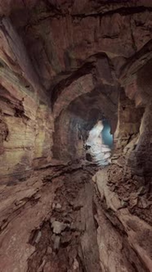 Subterranean Cave Filled With Rocks and Water