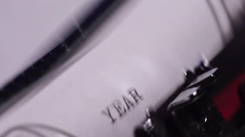 Year 1998, Typing on Blank White Paper in Vintage Typewriter, Close Up