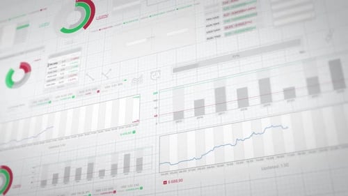 Animierte Finanzdiagramme, in denen Handelsdaten angezeigt werden, bewegen sich im Hintergrund