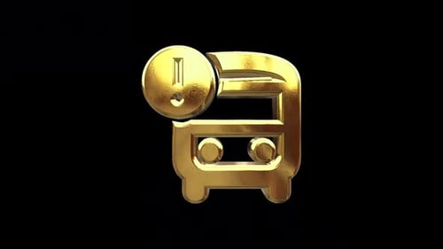 Animated Golden Bus Warning Icon Seamless Loop