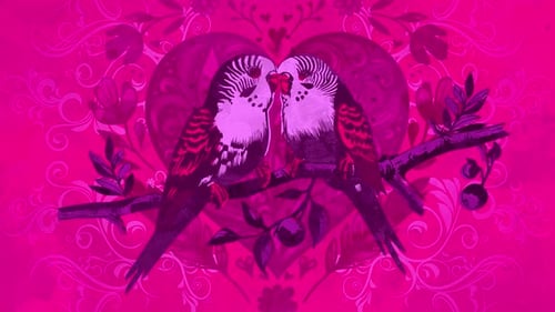 Animated Lovebirds and Floral Heart Decorative Background