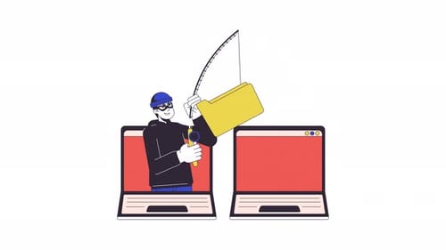 Flat Design Animation of Data Theft from Laptop