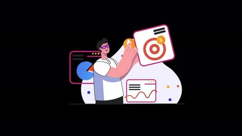 Ethnic man analyzing data with graphs and charts