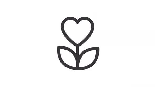 Minimalist Heart Flower Icon Reveal Animation