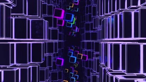 Neon cubes tunnel background