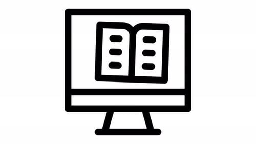 Animated Monitor with Open Book Icon