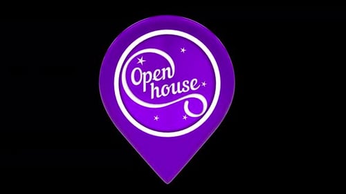 Icono de ubicación de la jornada de puertas abiertas de bienes raíces Purple Alpha Loop