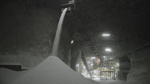 Pouring large amounts of salt inside a salt mine