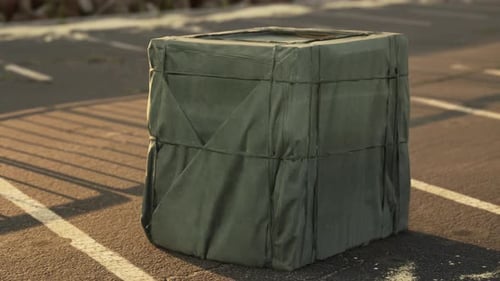 Packaging Boxe Wrapped on Empty Parking