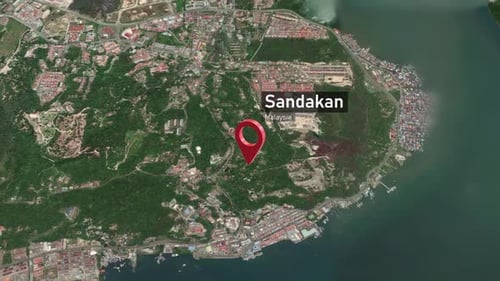 Sandakan City Map Zoom (Malaysia) from Space to Earth