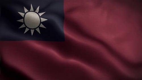 Waving Flag of Taiwan with Realistic Fabric Texture