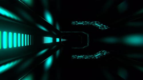 Türkisfarbener und roter Alien-Neontech-Cybertunnel-Hintergrund VJ Loop in 4K