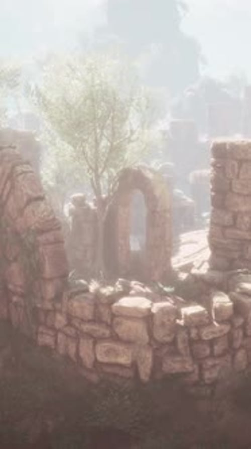 Ruins Near Red Rocky Stones
