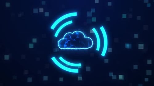 Neon Digital Cloud Computing Icon Animation
